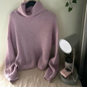 Knitted Pink Turtleneck Sweater